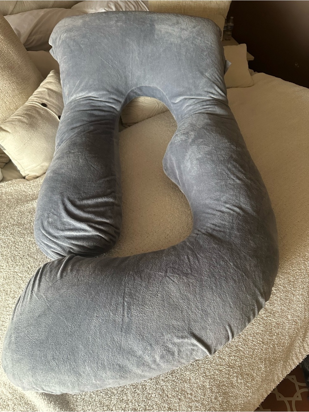 Full Body Support U-Shaped Pregnancy Pillow - Gray